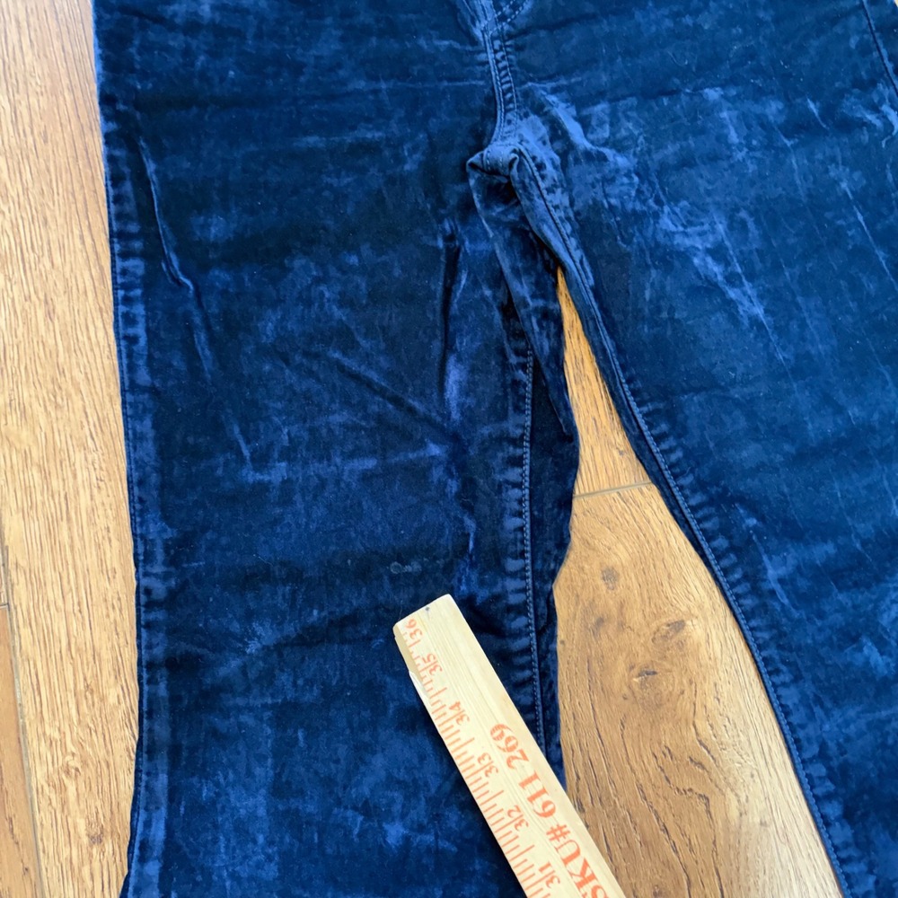 Levis Ribcage Bootcut Navy Blue Velour High Rise Flare Pants Womens 26x30 Boho - Picture 9 of 14
